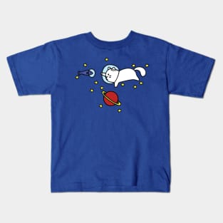 Galactic Adventurer Space Cat with Space Fish Kids T-Shirt